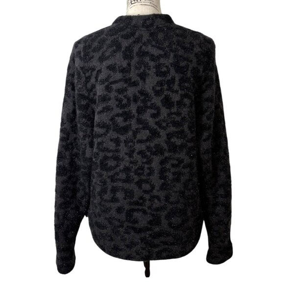 Lululemon Jacquard Cardigan Knit Leopard Graphite Grey Black Merino Wool XS - Picture 6 of 11